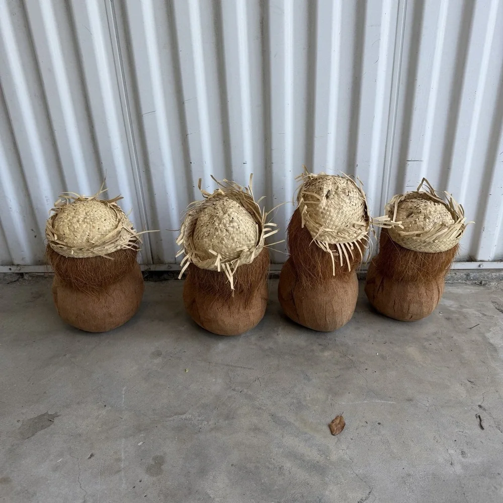 Tiki Bar! Summertime!  Coconut People Bongos, Drinks, Baby Monkey  Pool Side
